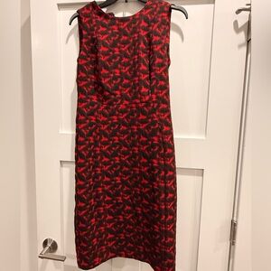 Calvin Klein Red and Black Patterned Sleeveless Sheath Dress